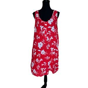 Down Under Red Hawaiian Shift Dress XXL Hibiscus Vacation Relaxed Sleeveless